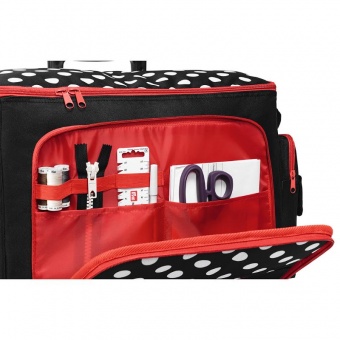 Сумка-чемодан Prym для швейной машины, черная в белый горох